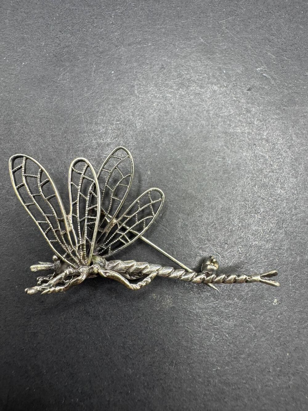 Vintage Beaucraft 925 Sterling Silver Dragonfly Brooch Pin Insect Jewelry